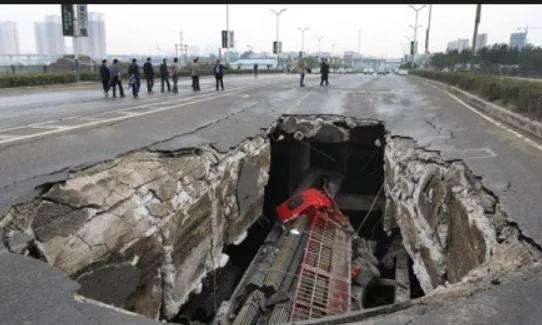 Massive Sinkhole Swallows Vehicle in China, Dramatic Video Goes Viral