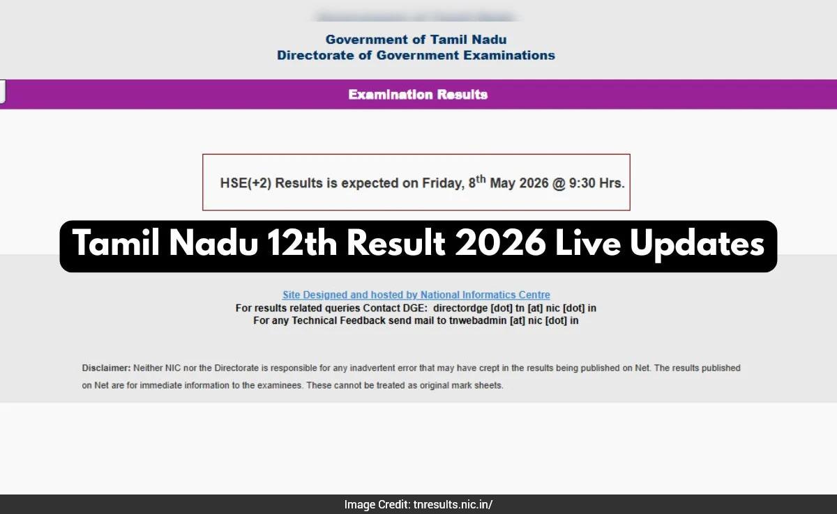 TNDGE Tamil Nadu 12th Result LIVE: HSE +2 Results Out Today At 9:30 AM, Download Link here