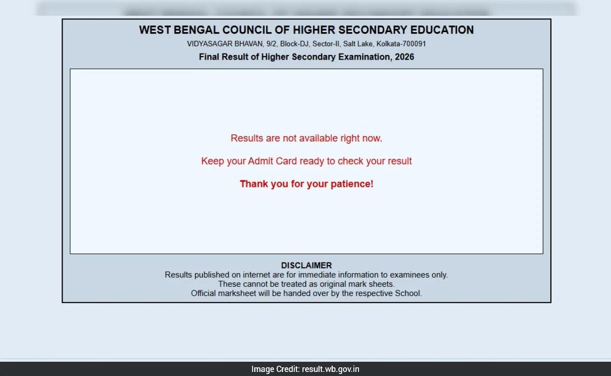 WBCHSE West Bengal HS Result 2026 LIVE: Check Scorecard Download Link, Pass Percentage