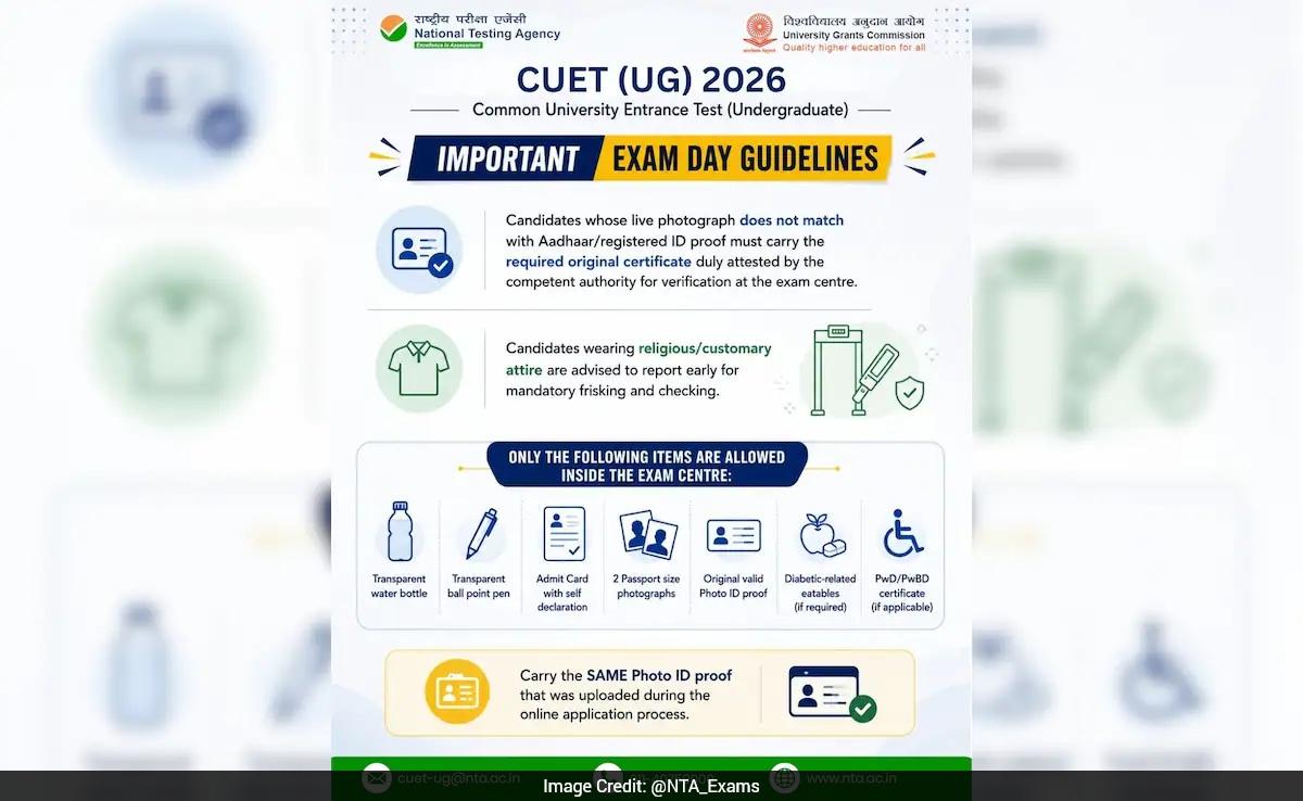 CUET UG 2026 Exam Tomorrow: NTA Issues Guidelines, Lists Required Documents
