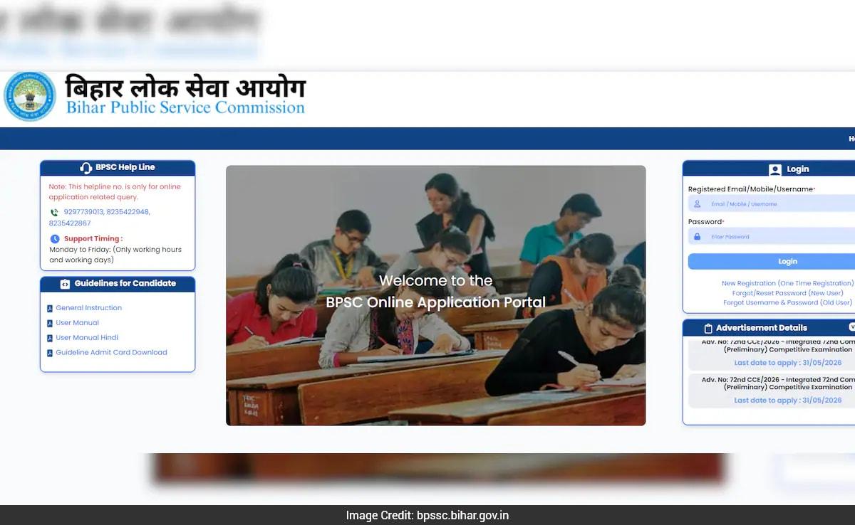 Bihar BPSC 72nd CCE 2026: Vacancies Revised, Application Begins, Register Here