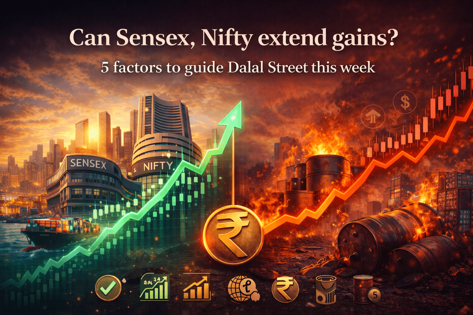 Can Sensex, Nifty extend gains on Monday? Oil prices, 5 factors to guide Dalal Street this week