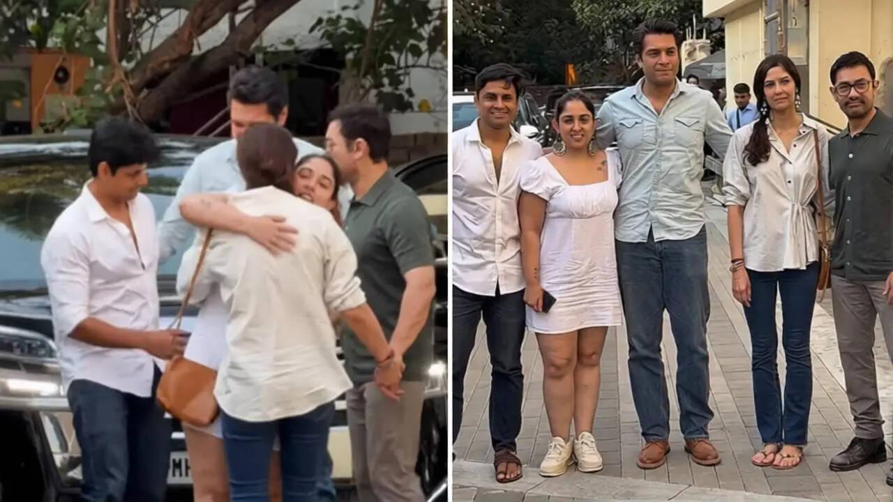 Ira, Nupur greet Aamir-Gauri with warm hugs; Junaid joins
