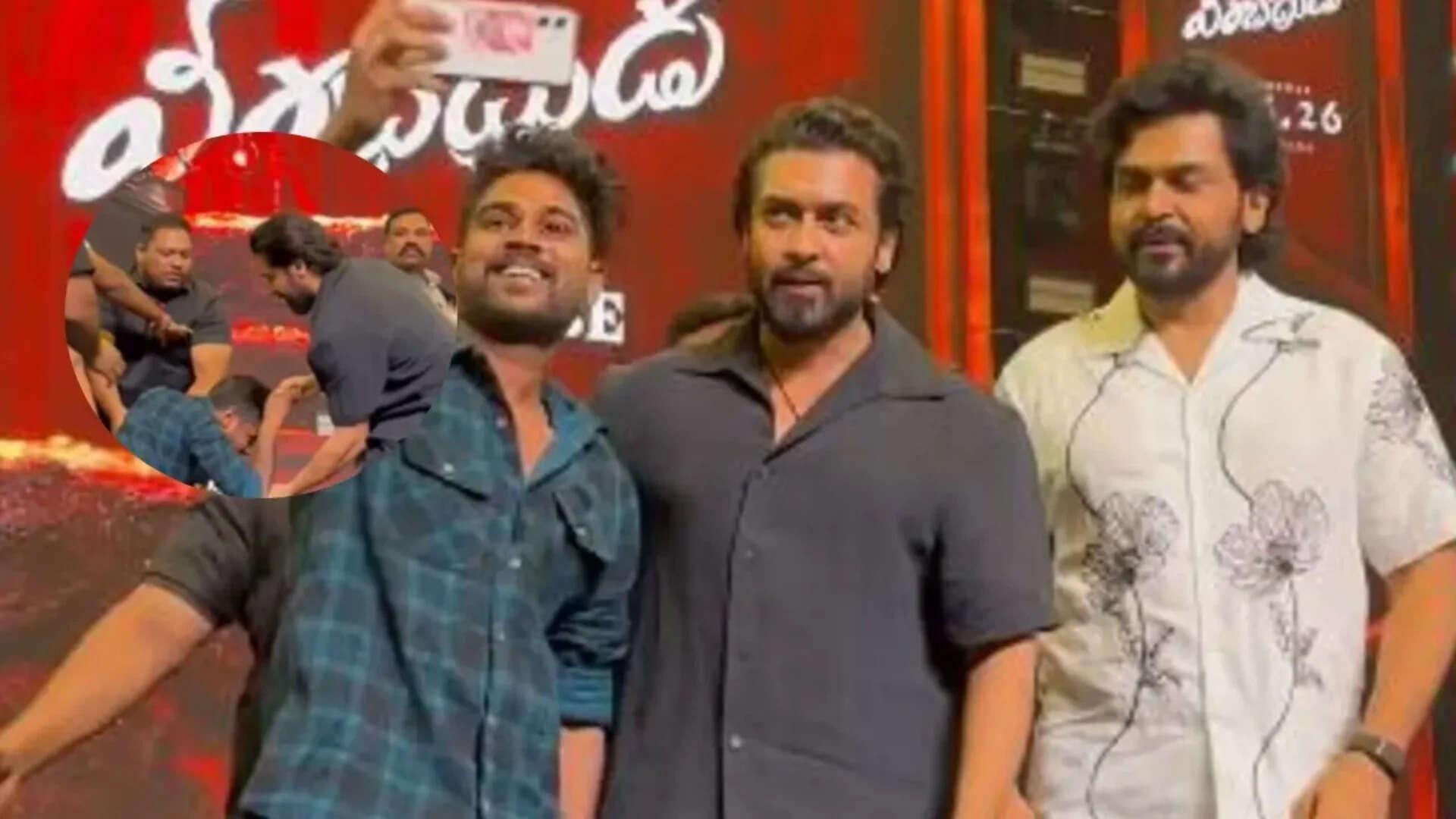 Fan rushes to touch Suriya’s feet on stage; 'Karuppu' actor REACTS