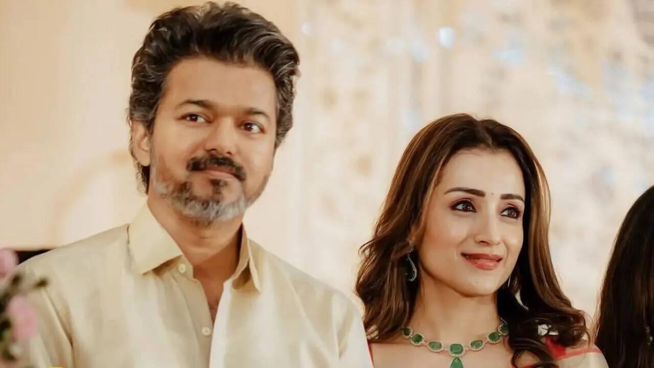 Trisha blushes after fan mentions Vijay at Karuppu screening
