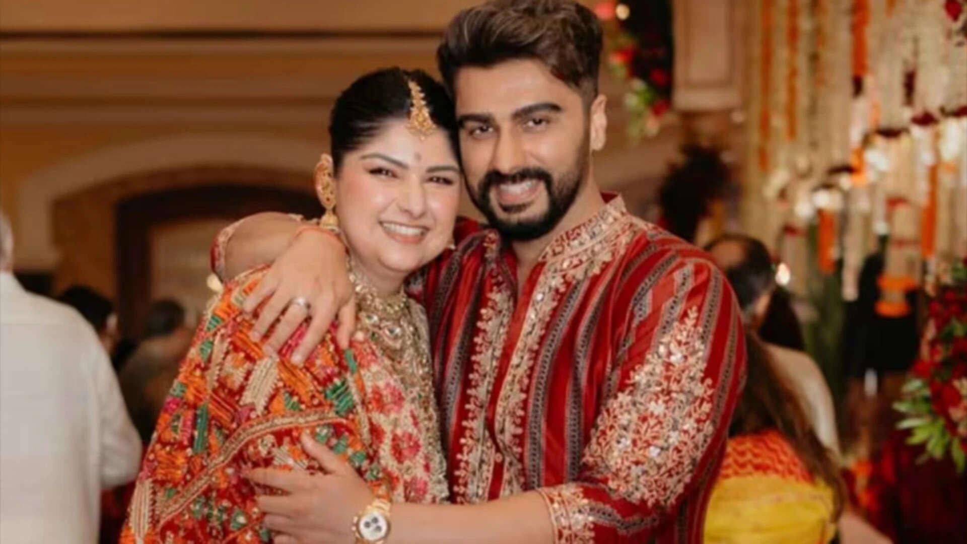 Arjun Kapoor holds sister Anshula's kaleera at pre-wedding festivities