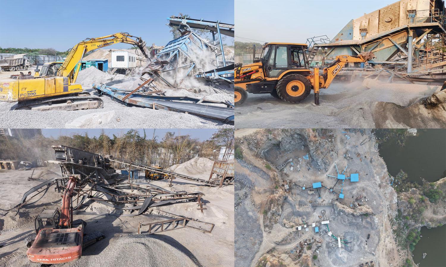 HYDRAA Raids 6 Sites, Demolishes Illegal Stone Crushing Units
