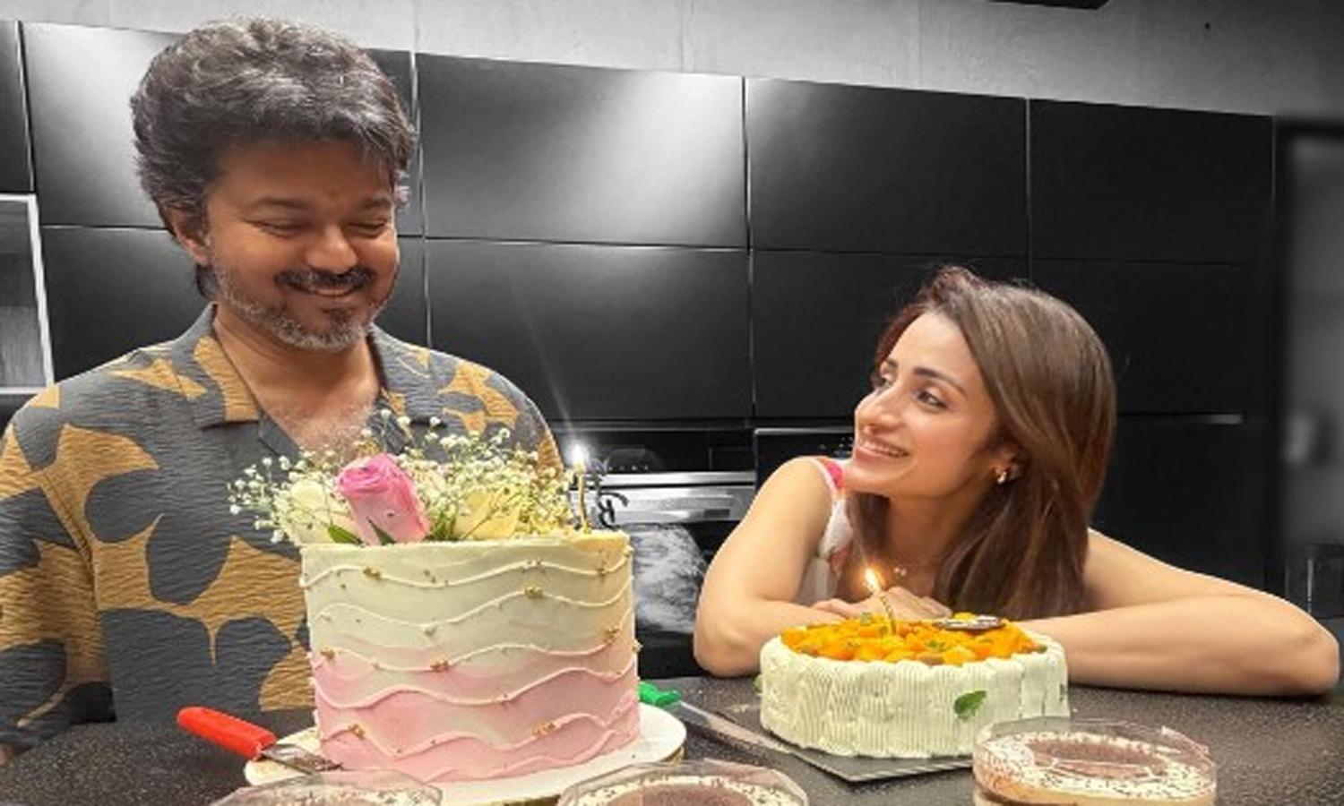 Trisha Posts Candid Pic With TN CM Vijay From His Birthday Celebrations