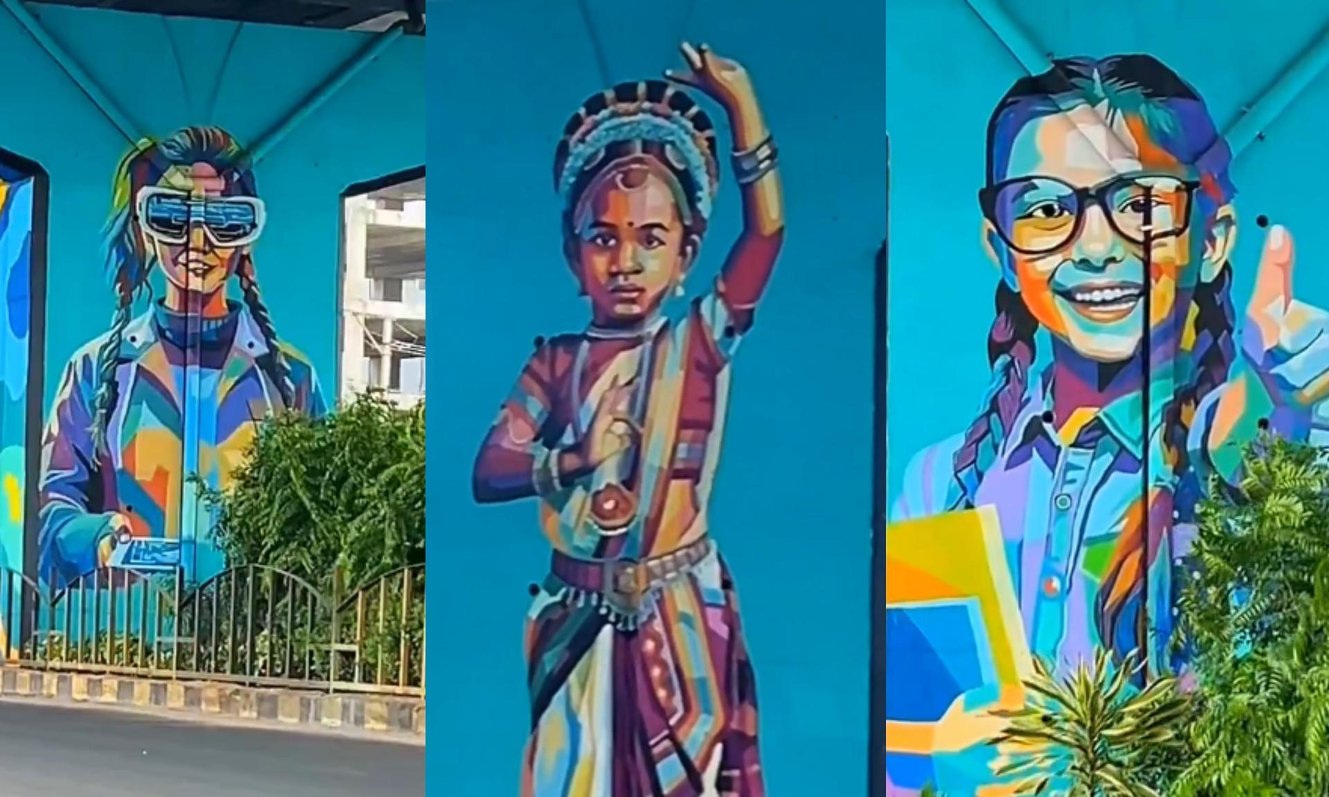 Nagole Flyover's Pillars Reflect the Dreams of Ambitious Children