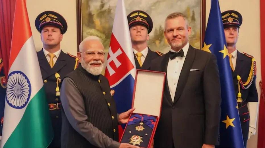 PM Modi Arrives in France for G7 Summit, Receives Slovakia’s Highest Civilian Honour