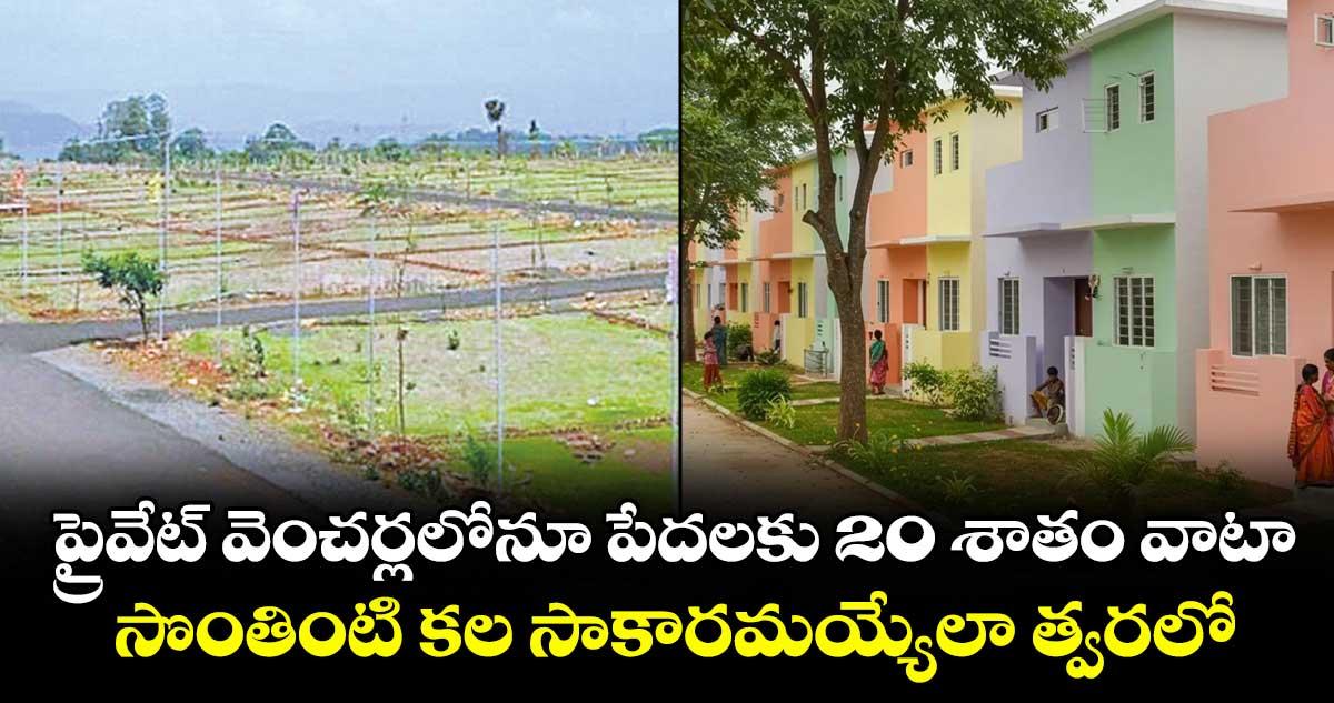 ప్రైవేట్ వెంచర్లలోనూ పేదలకు 20 శాతం వాటా.. సొంతింటి కల సాకారమయ్యేలా త్వరలో..