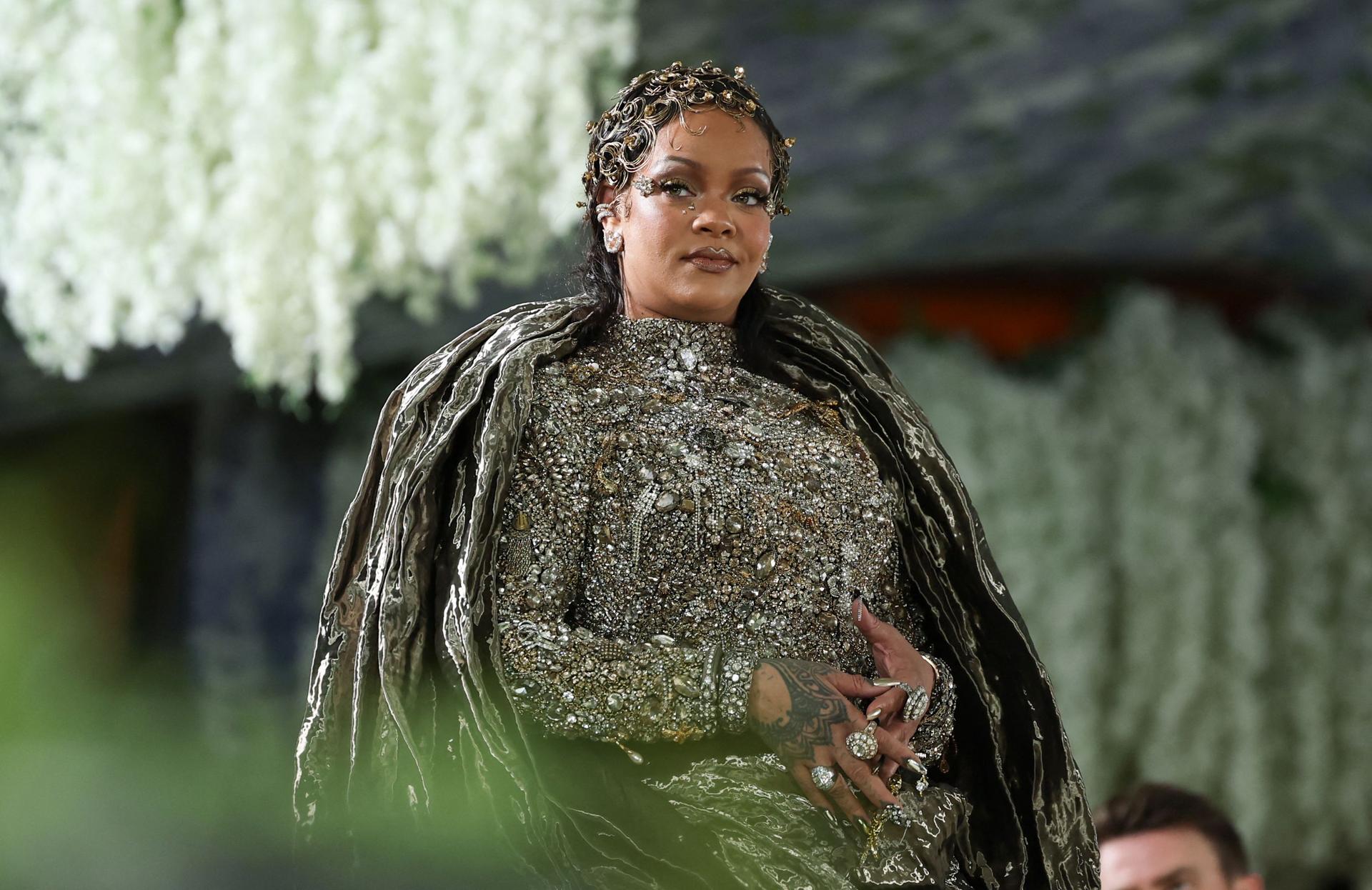 Rihanna's Liquid Metal Dress Turns Heads at Met Gala 2026