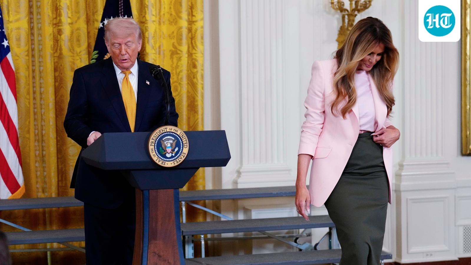 Trump says his phone’s autocorrect changed ‘Melania’ to ‘Melody,’ blames ‘machine’ in viral clip | Watch