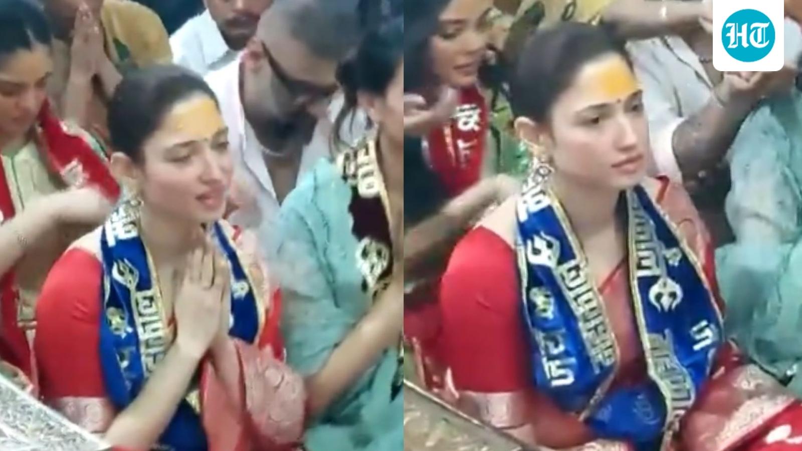 Tamannaah Bhatia seeks blessings at Mahakaleshwar Temple, attends Bhasma Aarti, watch