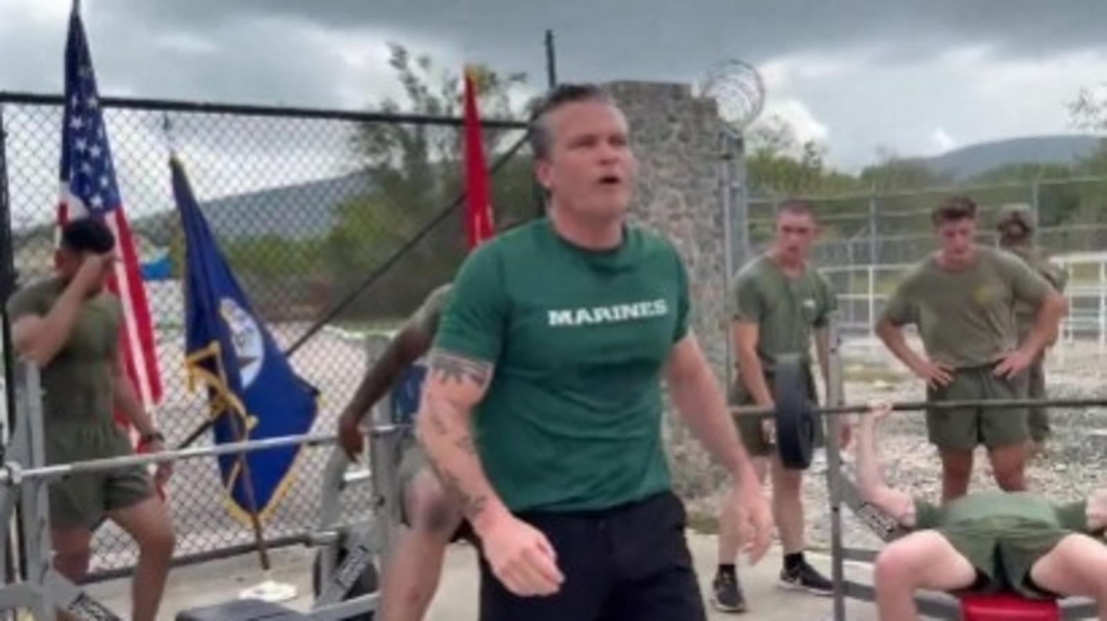 Pete Hegseth faces humiliation as he fails to finish bench press in front of soldiers, ‘How embarrassing’