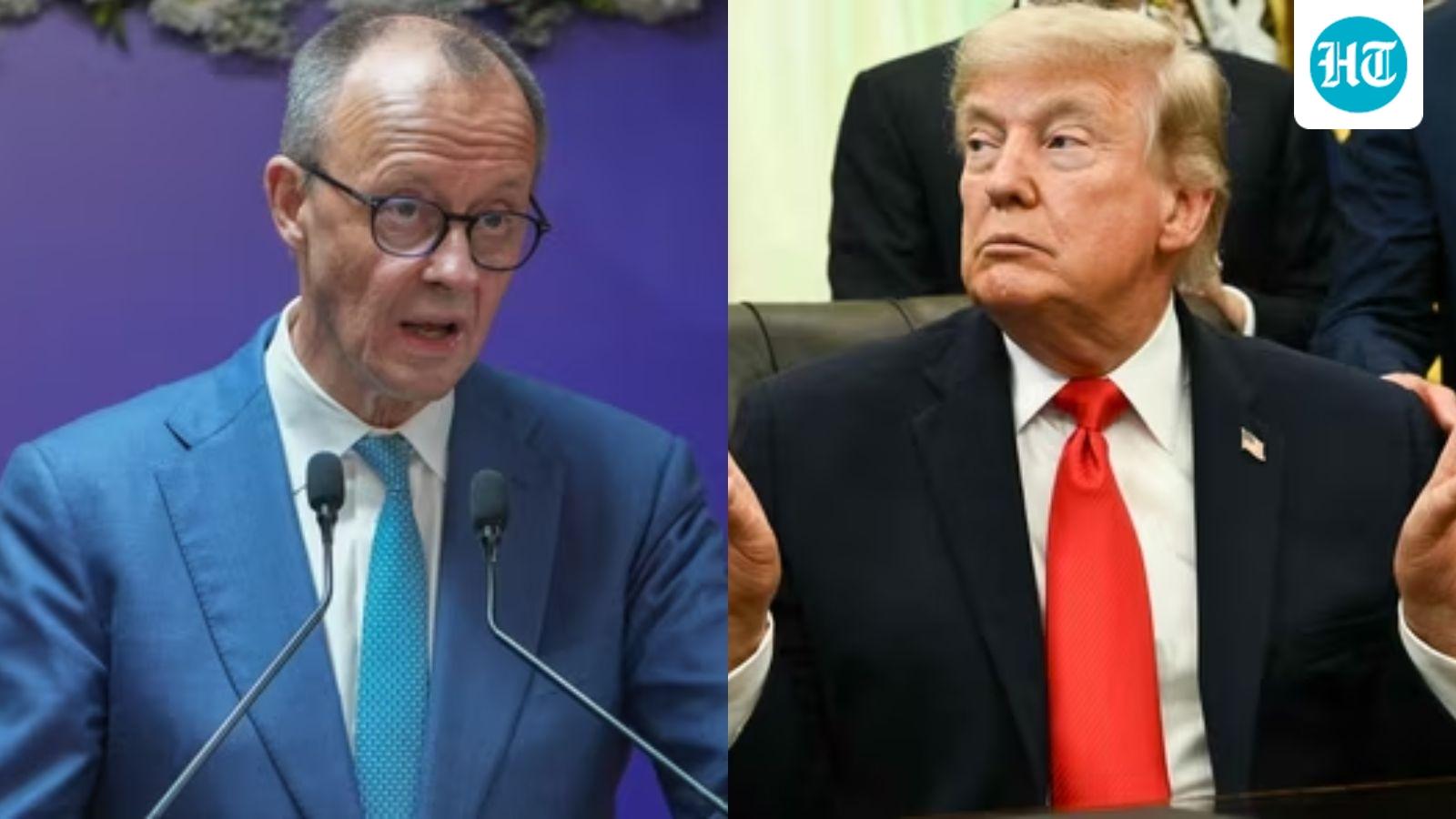 Trump’s awkward reaction to birthday gift from Germany’s Merz at G7 goes viral | Watch