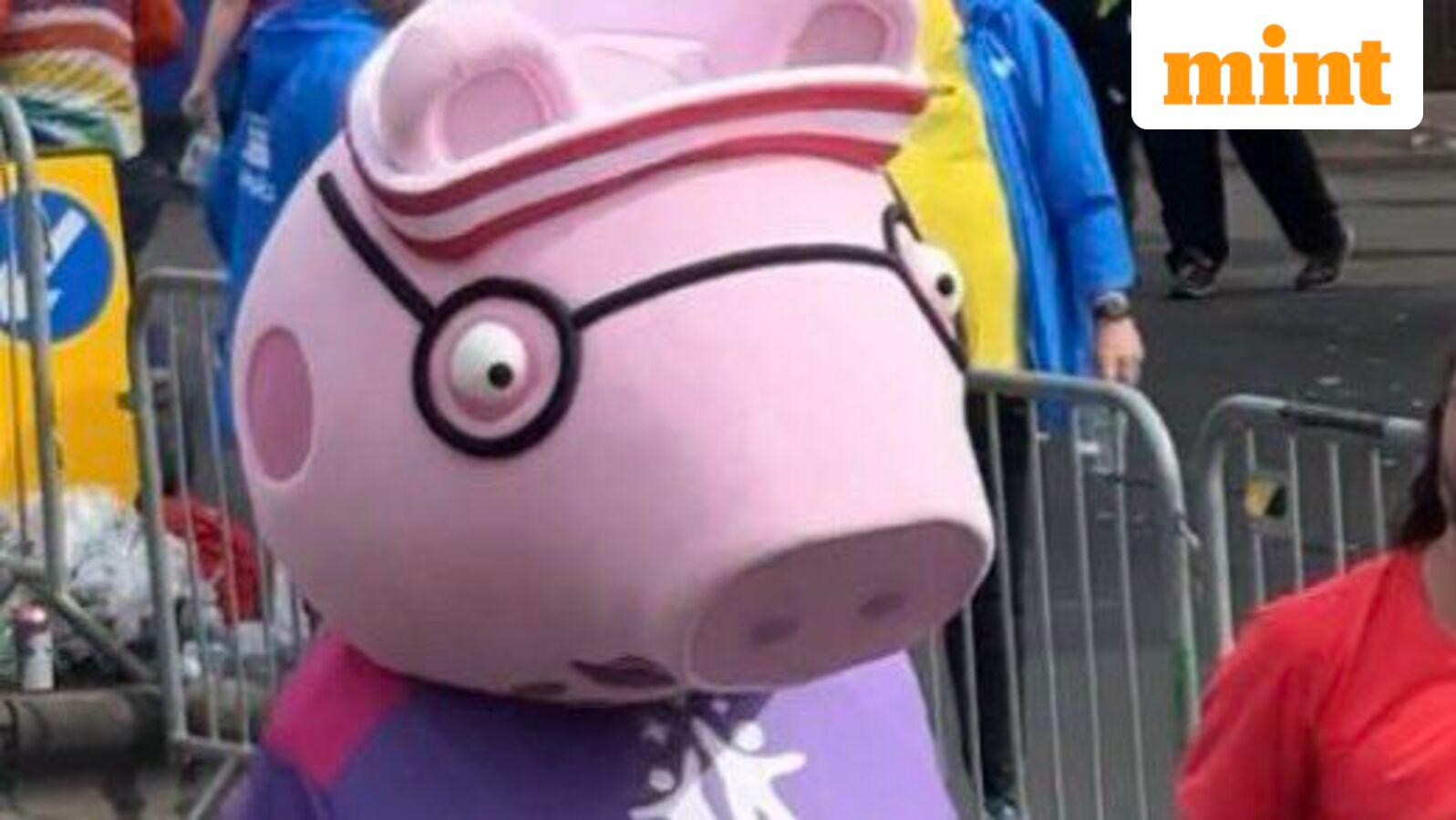 Daddy Pig completes London Marathon for Deaf Children’s Charity in 5 Hours 51 Minutes. Internet is impressed