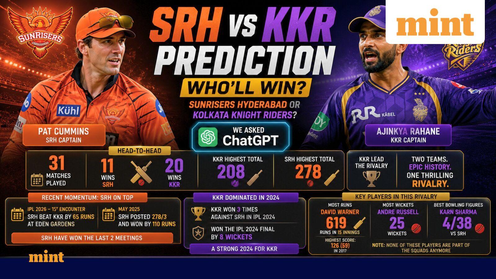 SRH vs KKR prediction: Who’ll win, Sunrisers Hyderabad or Kolkata Knight Riders? We asked ChatGPT