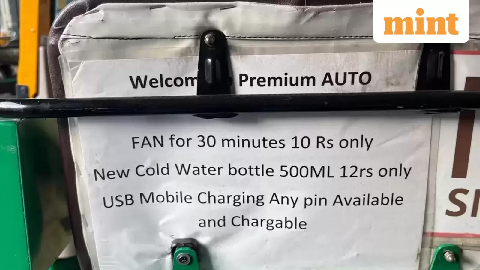 Bengaluru auto driver’s ‘premium service menu’ goes viral, charges extra for fan and water. Internet reacts