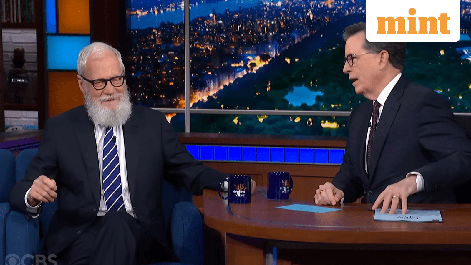David Letterman returns to Stephen Colbert’s Late Show with sharp attack on CBS ahead of finale