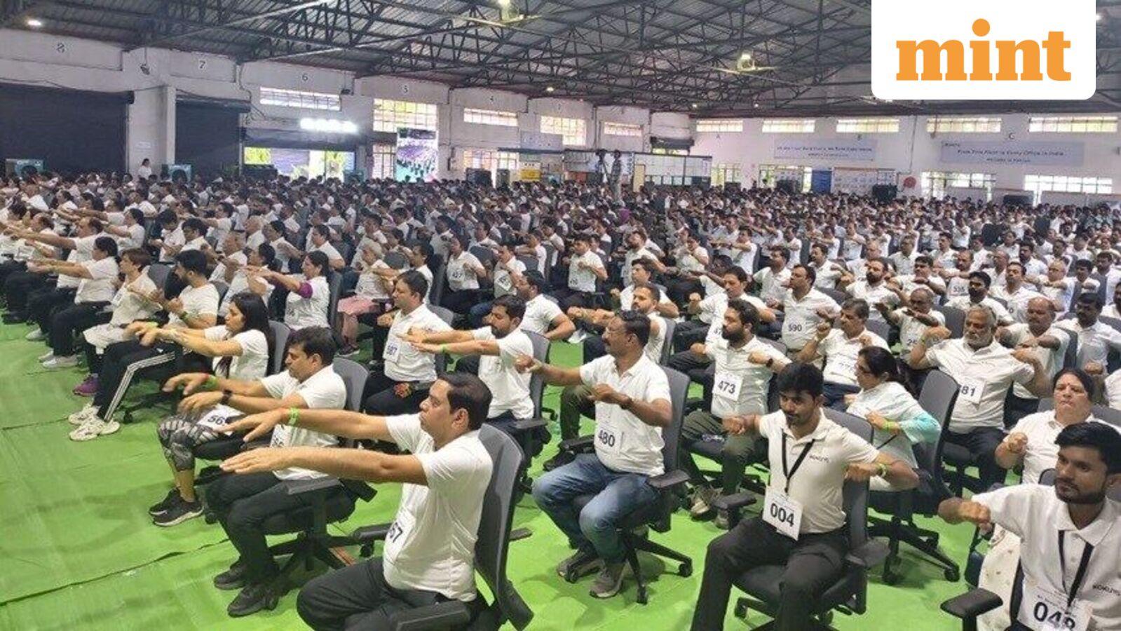 Japanese firm Kokuyo sets record by holding India's largest workplace chair yoga in Nagpur