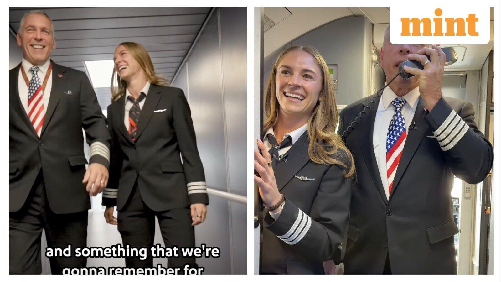Watch: Pilot's final flight turns emotional as daughter joins him in cockpit before retirement