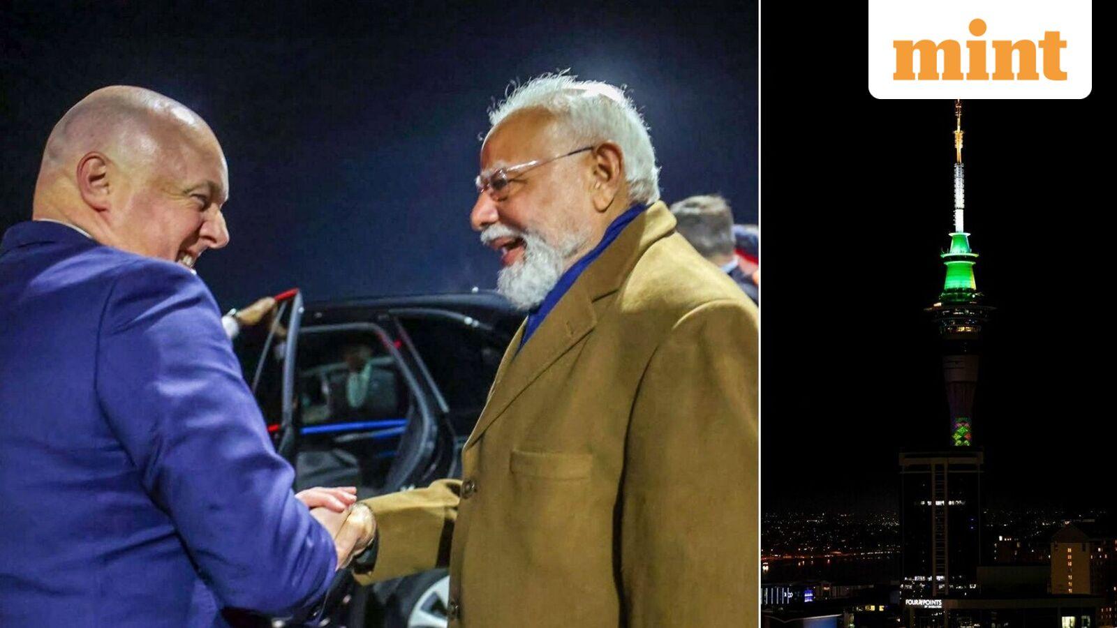 PM Modi gets special welcome in Auckland — New Zealand's iconic Sky Tower lights up in tri-colour | WATCH